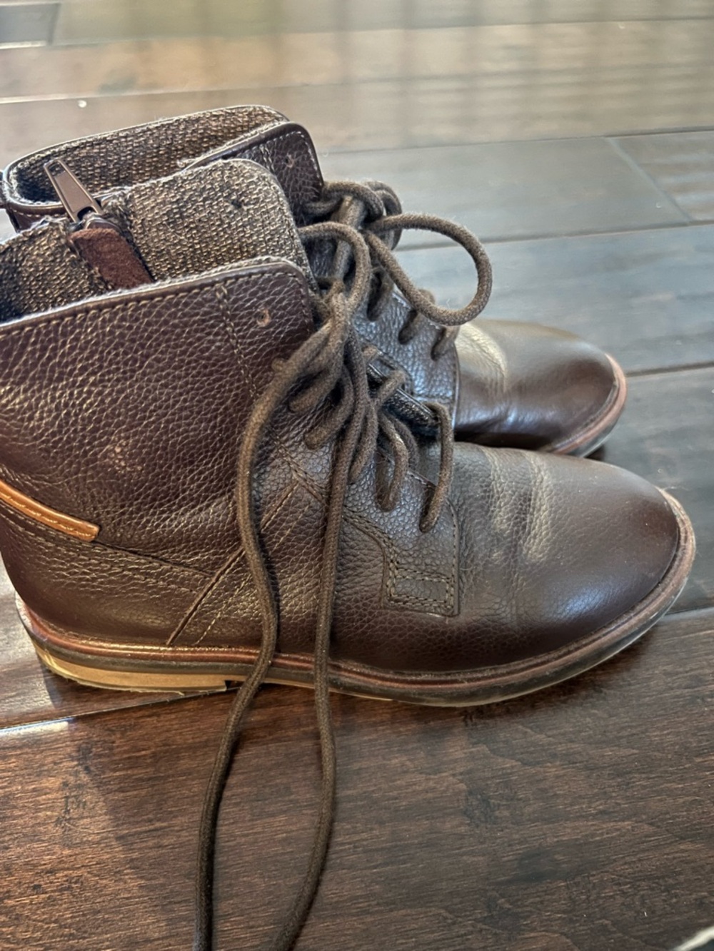 Zara Men's Brown Leather Lace-Up Ankle Boots